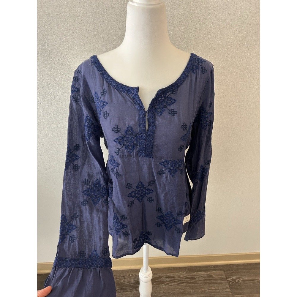 Odd Molly Blue Embroidered Tunic Top Boho Festival Indie Cottagecore